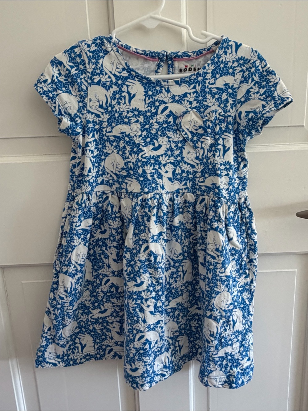 Mini Boden Girls' 4-5Y Heart Pocket Jersey Dress